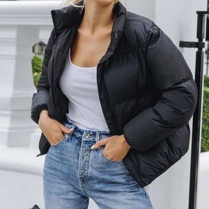 Shein cropped black puffer jacket